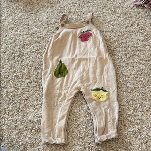 Charming Beige Kids Overalls with Fruit Embroidery